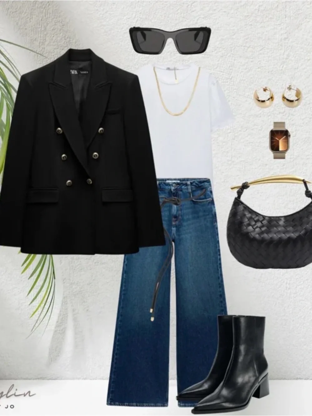 Zara Black Double-Breasted Blazer with Gold Buttons - Picture 1 of 6